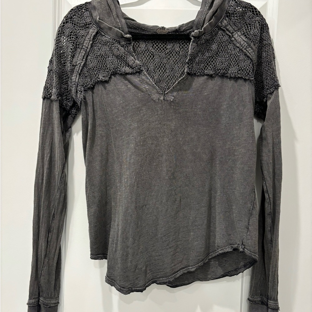 We The Free Charcoal Lace Hoodie